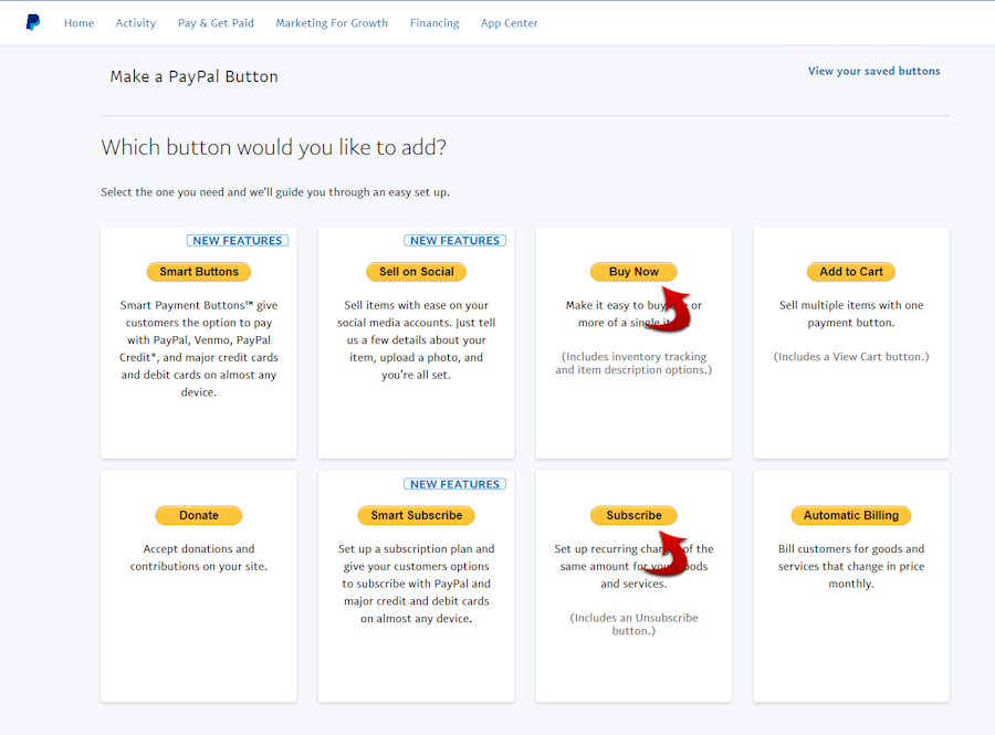PayPal Payment Buttons